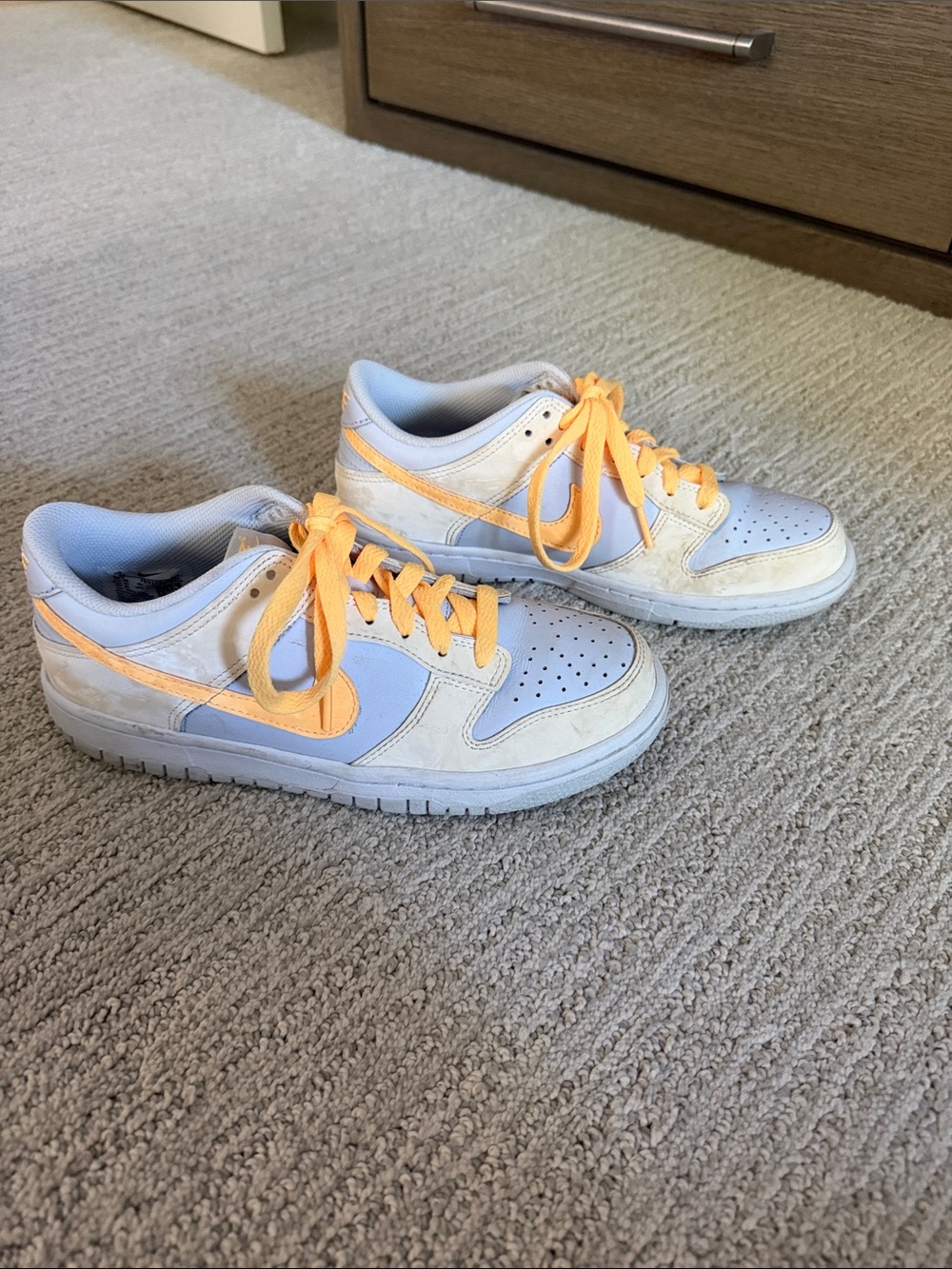Nike Kids Dunk Low-Top Sneakers in Light Blue and Peach